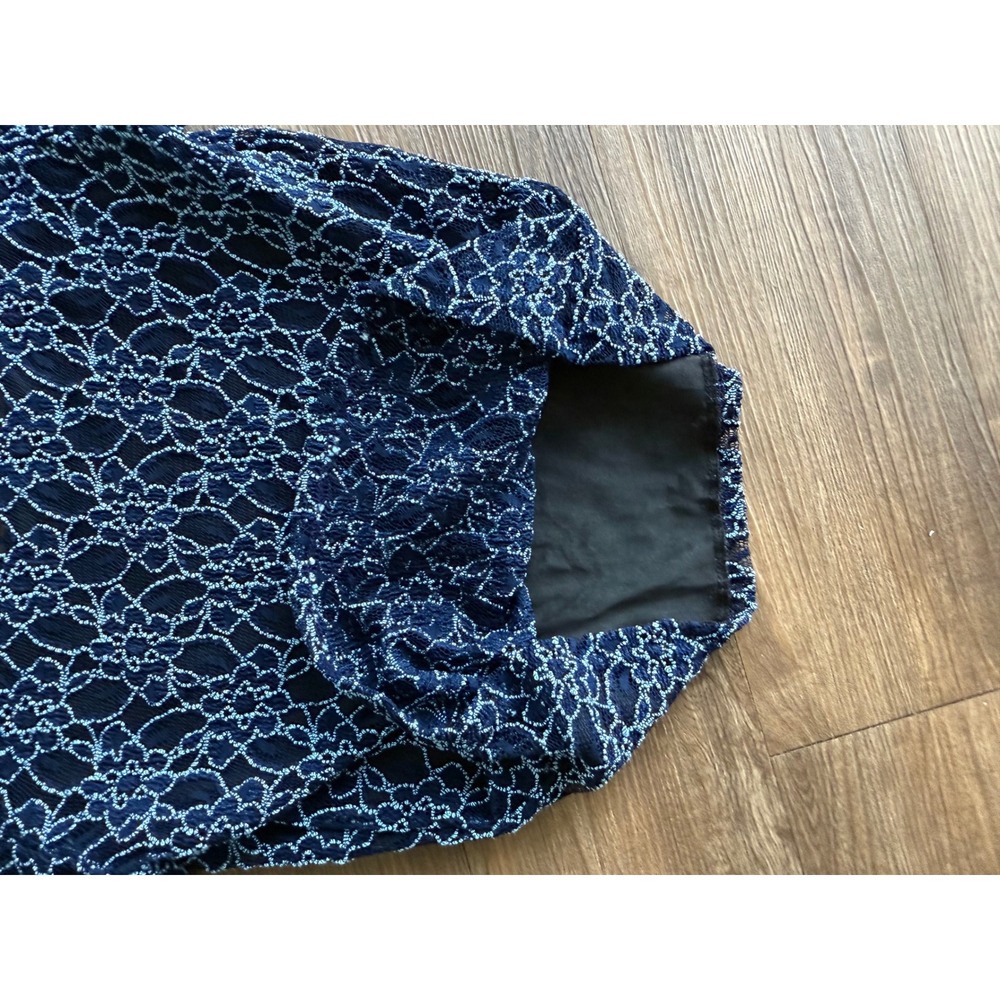 Heart & Soul Navy Floral Lace Top Women's Large Y2K Whimsigoth Fairy Grunge - Picture 6 of 6